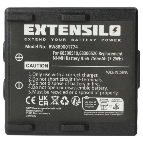 VHBW Remote Control Battery 68300510, 68300520, 68300525 - 750 mAh 9.6 V NiMH