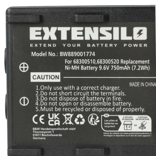 VHBW Remote Control Battery 68300510, 68300520, 68300525 - 750 mAh 9.6 V NiMH