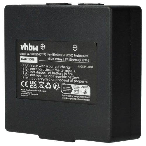 VHBW Távirányító Akkumulátor KH68300990, EX2-22 - 2200 mAh 3,6 V NiMH