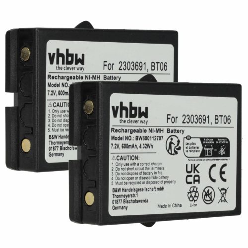 VHBW Remote Control Battery 2303691, BT06 - 600 mAh 7.2 V NiMH