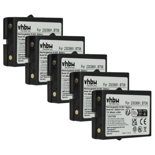 VHBW Remote Control Battery Danfoss 2303691, BT06 - 600 mAh 7.2 V NiMH