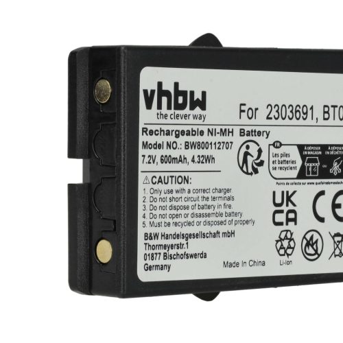 VHBW Remote Control Battery Danfoss 2303691, BT06 - 600 mAh 7.2 V NiMH