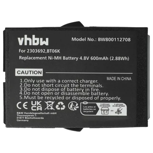 VHBW Remote Control Battery Danfoss 2303692, BT06K - 600 mAh 4.8 V NiMH