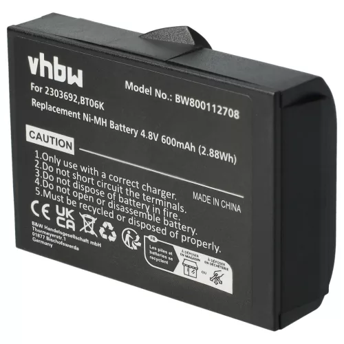 VHBW Remote Control Battery Danfoss 2303692, BT06K - 600 mAh 4.8 V NiMH