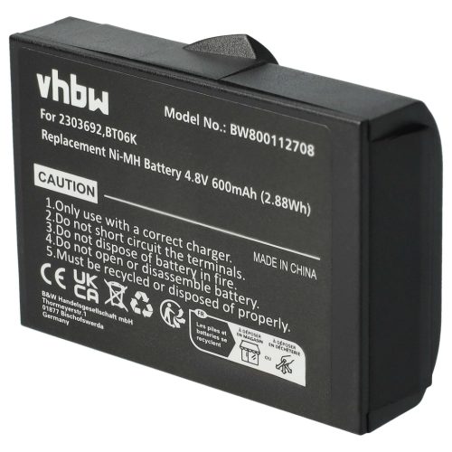 VHBW Remote Control Battery 2303692, BT06K - 600 mAh 4.8 V NiMH