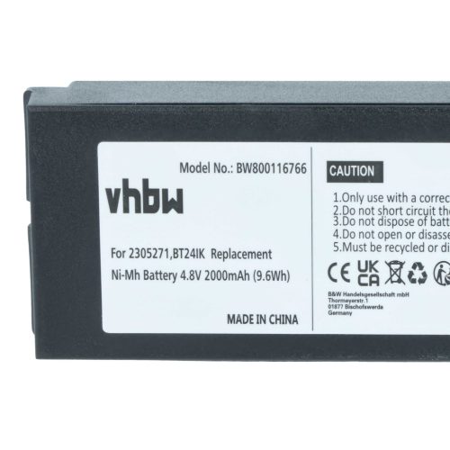 VHBW Remote Control Battery Danfoss 2305271, BT24IK - 2000 mAh 4.8 V NiMH