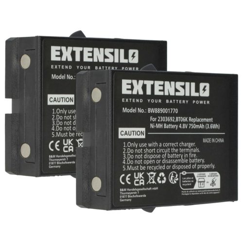 VHBW Remote Control Battery BT06K, 2303692 - 750 mAh 4.8 V NiMH