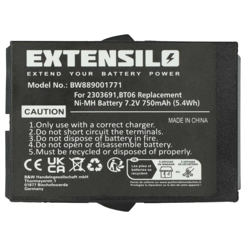 VHBW Remote Control Battery Danfoss 2303691, BT06 - 750 mAh 7.2 V NiMH