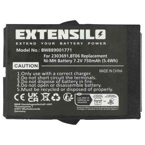 VHBW Remote Control Battery Danfoss 2303691, BT06 - 750 mAh 7.2 V NiMH