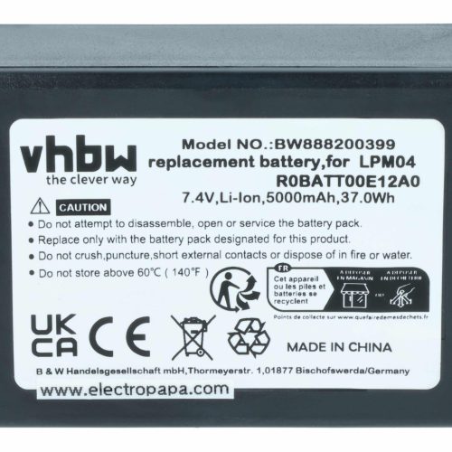 VHBW Remote Control Battery R0BATT00E12A0, LPM04 - 5000 mAh 7.4 V Li-polymer