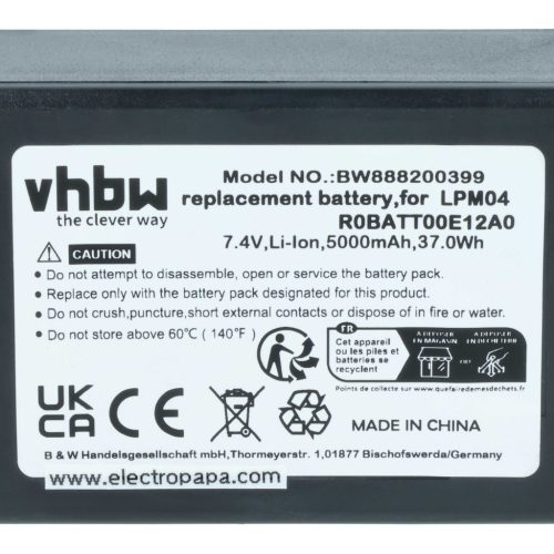 VHBW Remote Control Battery R0BATT00E12A0, LPM04 - 5000 mAh 7.4 V Li-polymer