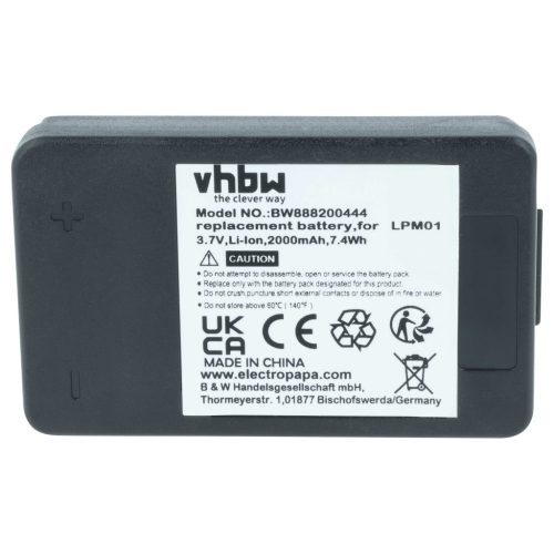 VHBW Remote Control Battery MHM03, LPM01LI, LPM01 - 2000 mAh 3.7 V Li-polymer