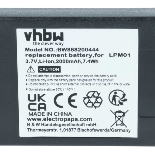 VHBW Remote Control Battery MHM03, LPM01LI, LPM01 - 2000 mAh 3.7 V Li-polymer
