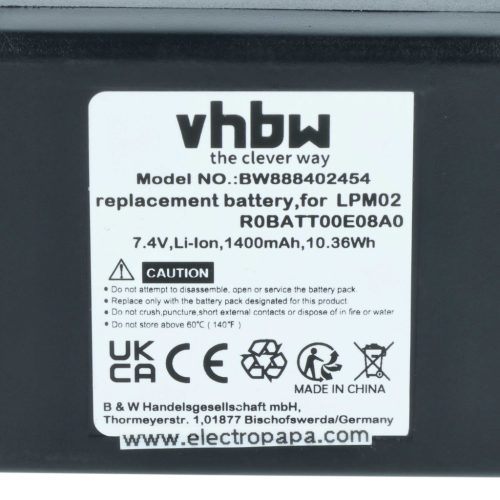 VHBW Remote Control Battery R0BATT00E08A0, LPM02 - 1400 mAh 7.4 V Li-Ion