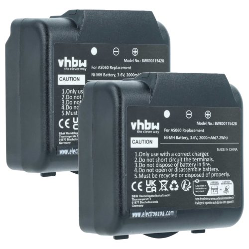 VHBW Remote Control Battery AS060, AS083 - 2000 mAh 3.6 V NiMH