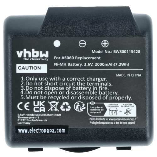 VHBW Remote Control Battery AS060, AS083 - 2000 mAh 3.6 V NiMH