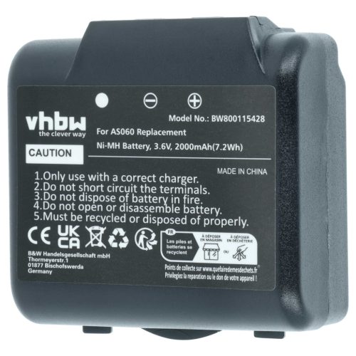 VHBW Remote Control Battery AS060, AS083 - 2000 mAh 3.6 V NiMH