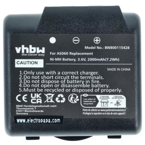 VHBW Remote Control Battery AS060, AS083 - 2000 mAh 3.6 V NiMH