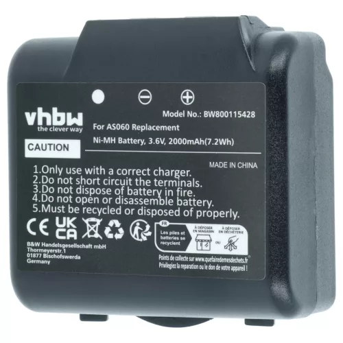 VHBW Remote Control Battery AS060, AS083 - 2000 mAh 3.6 V NiMH