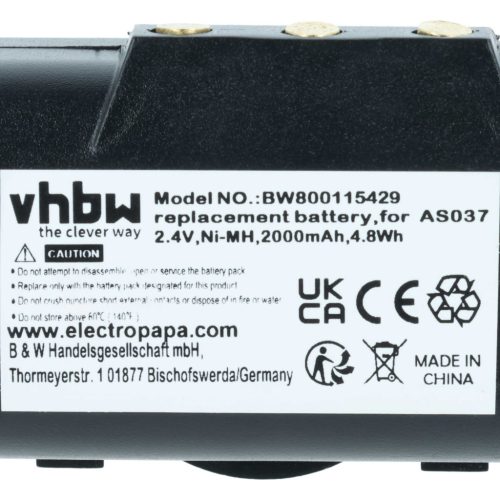 VHBW Remote Control Battery IMET WBH04.965, AS037 - 2000 mAh 2.4 V NiMH