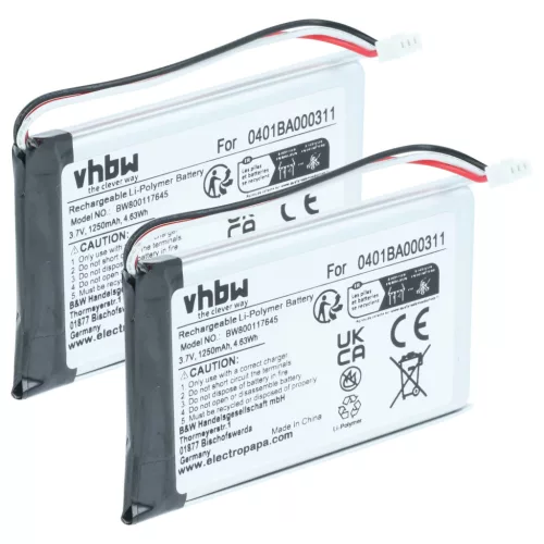 VHBW Remote Control Battery Elca 0401BA000311 - 1250 mAh 3.7 V Li-polymer