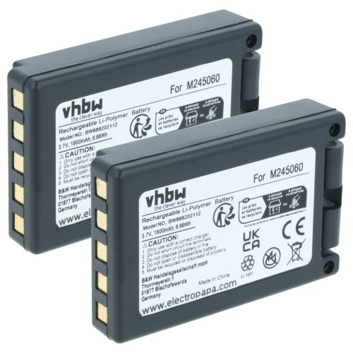 VHBW Távirányító Akkumulátor Teleradio 22.381.2, D00004-02 - 1800 mAh 3,7 V Li-polymer