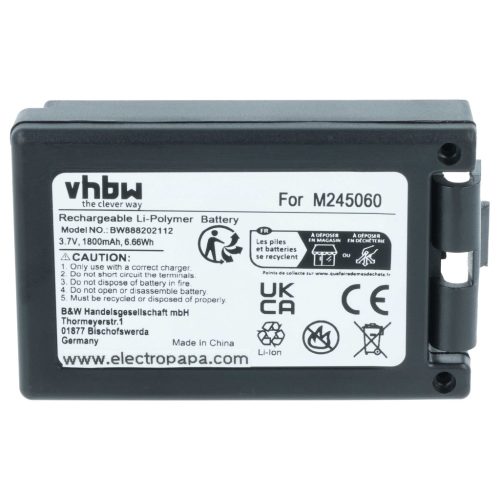 VHBW Remote Control Battery 22.381.2, D00004-02 - 1800 mAh 3.7 V Li-polymer