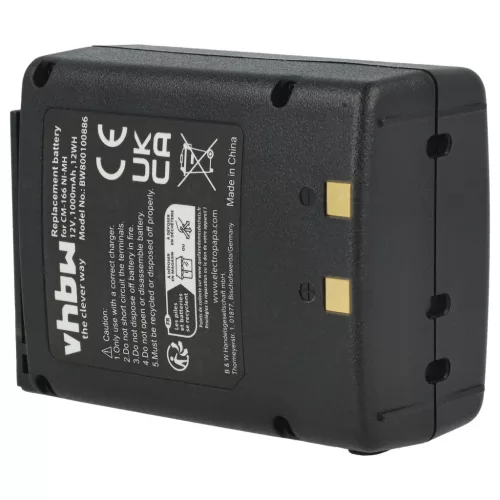 VHBW Radio Battery BP-166, CM-166, CM-166S, CM-22A - 1000 mAh 12 V NiMH