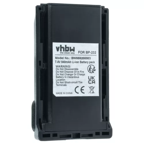 VHBW Radio Akku BJ-2000, BP-231N, BP-232, BP-231, BP-230, BP-230N - 940 mAh 7,4 V Li-Ion
