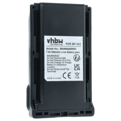 VHBW Radio Akku BJ-2000, BP-231N, BP-232, BP-231, BP-230, BP-230N - 940 mAh 7,4 V Li-Ion
