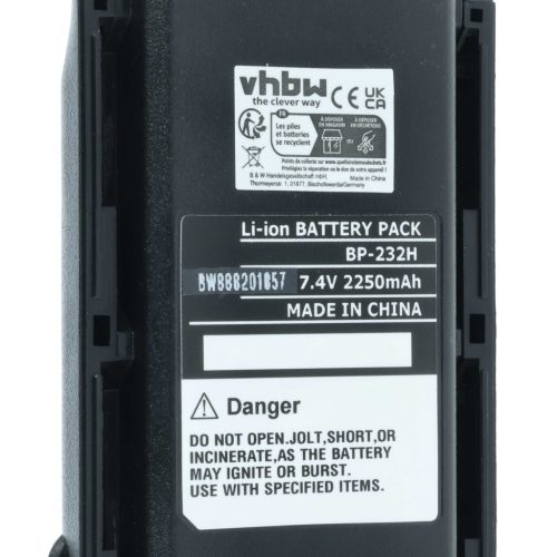 VHBW Radio Akku BJ-2000, BP-232, BP-231, BP-231N, BP-230, BP-230N - 2250 mAh 7,2 V Li-Ion