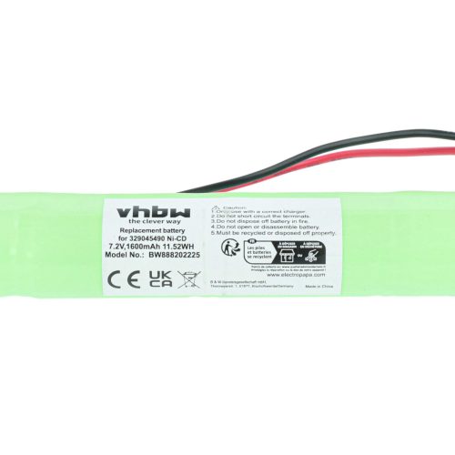 VHBW Vészvilágítás Akkumulátor BAES 329045490 - 1600 mAh 7,2 V NiCd