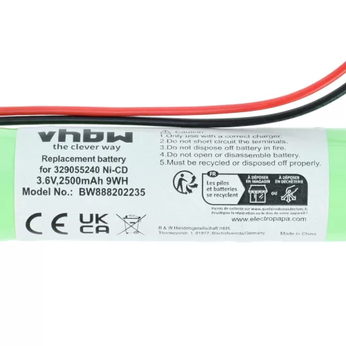 VHBW Emergency Lighting Battery BAES 329055240 - 2500 mAh 3.6 V NiCd