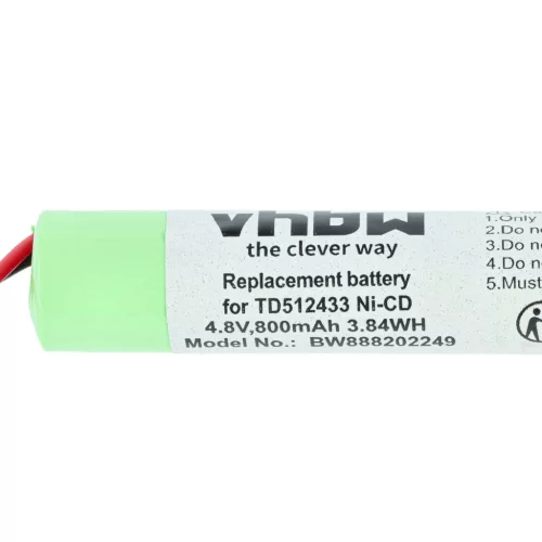 VHBW Emergency Lighting Battery BAES TD512433 - 800 mAh 4.8 V NiCd
