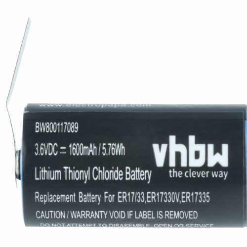 VHBW Akkumulátor Maxell ER17/33 helyett - 1600 mAh 3,6 V Li-MnO2