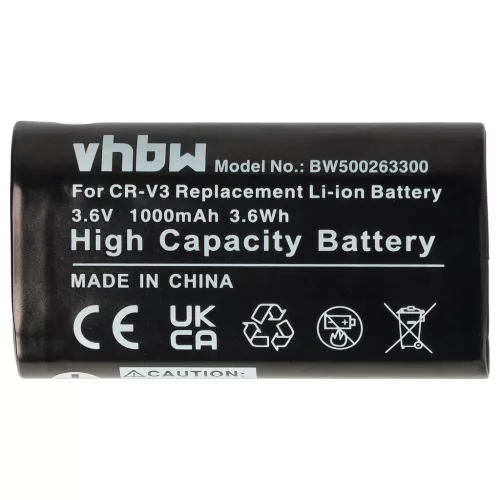 VHBW Battery RV3, RCR-V3, LB01, LB-01, CR-V3P, CR-V3 - 1000 mAh 3.6 V Li-Ion