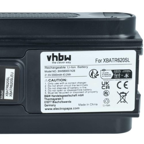 VHBW Staubsauger Akku XBATR620SL - 2000 mAh 21,6 V Li-Ion