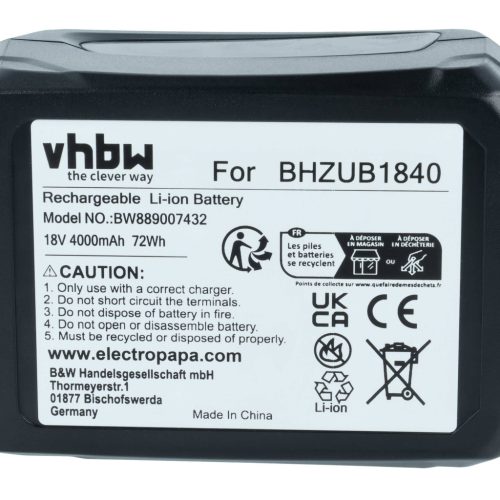 VHBW Battery instead of Bosch BHZUB1840 - 4000 mAh 18 V Li-Ion