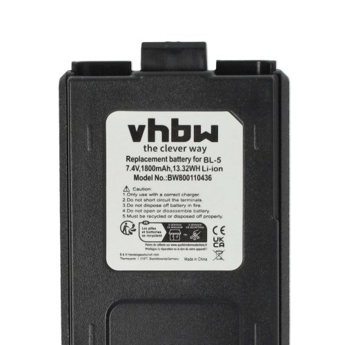 VHBW Rádió Akkumulátor Baofeng BL-5 - 1800 mAh 7,4 V Li-Ion