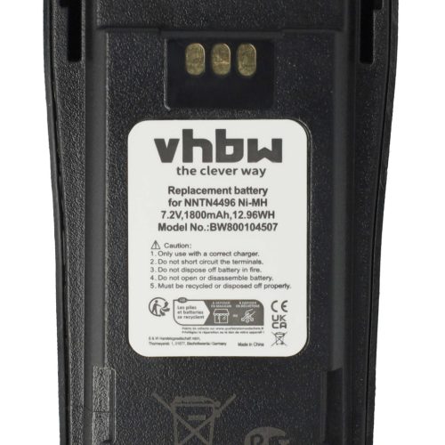 VHBW Rádió Akkumulátor CP040, CP200d, DP1400 - 1800 mAh 7,2 V NiMH