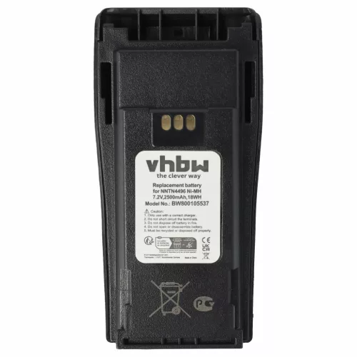 VHBW Radio Akku MNN4254AR, NNTN4496, NNTN4496AR - 2500 mAh 7,2 V NiMH