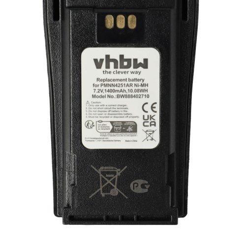 VHBW Radio Akku NNTN4497, NNTN4496AR, NNTN4496 - 1400 mAh 7,2 V NiMH