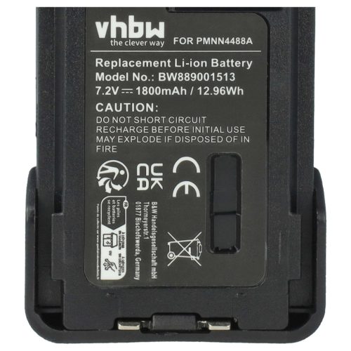 VHBW Rádió Akkumulátor PMNN4415AR, PMNN4415, PMNN441 - 1800 mAh 7,4 V Li-Ion