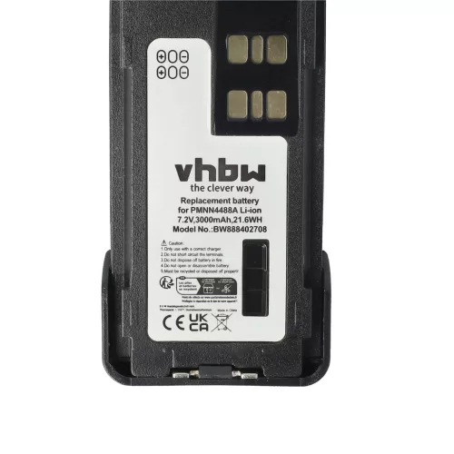 VHBW Radio Akku PMNN441, PMNN4415, PMNN4415AR - 3000 mAh 7,2 V Li-Ion