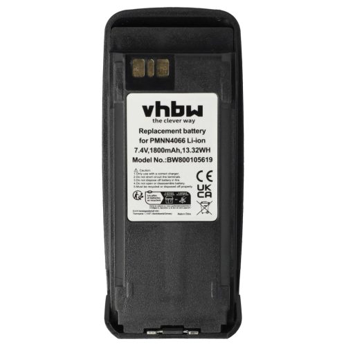 VHBW Radio Battery NNTN4066, PMNN4065, NNTN4077, NNTN4103 - 1800 mAh 7.4 V Li-Ion