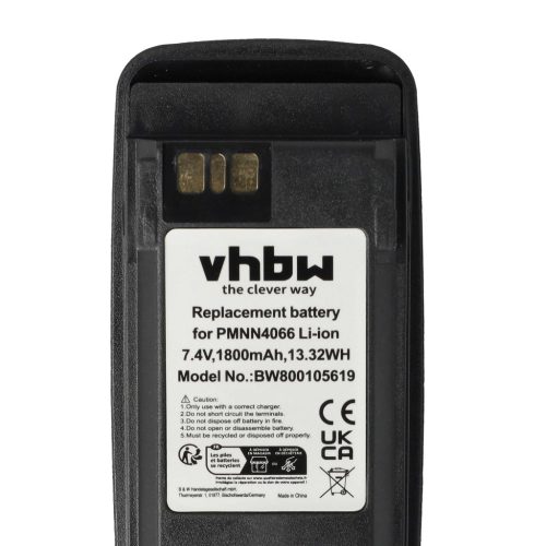 VHBW Radio Battery NNTN4066, PMNN4065, NNTN4077, NNTN4103 - 1800 mAh 7.4 V Li-Ion