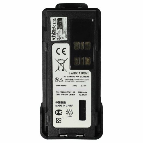 VHBW Rádió Akkumulátor PMNN4406, PMNN4406BR, PMNN4409 - 2600 mAh 7,4 V Li-Ion