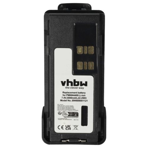 VHBW Radio Battery PMNN4406, PMNN4406BR, PMNN4409 - 3000 mAh 7.4 V Li-Ion
