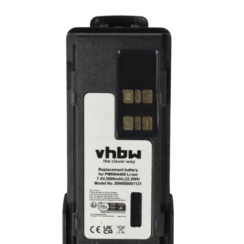 VHBW Radio Battery PMNN4406, PMNN4406BR, PMNN4409 - 3000 mAh 7.4 V Li-Ion