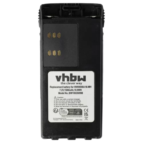 VHBW Radio Akku HMNN4151, HMNN4154, HMNN4158, HMNN4159 - 1500 mAh 7,2 V NiMH